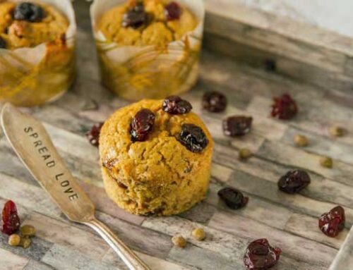 Chia Cherry Lentil Muffins