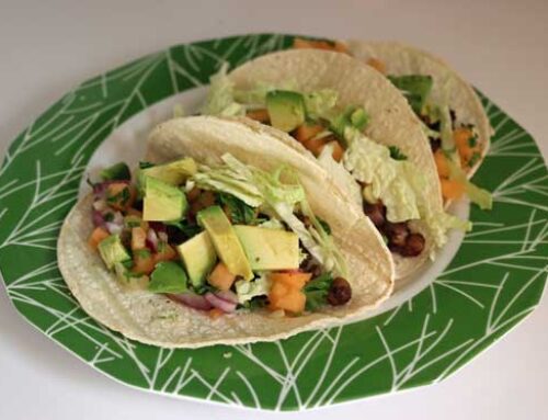 Jerk Chickpea Tacos with Melon Salsa